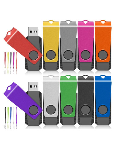 Paquete de 10 Pendrives USB 2.0 AGECASH A 1GB Multicolor