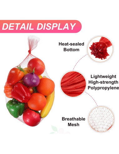 100 Bolsas de Malla Reutilizables uxcell 60 cm Rojas para Almacenamiento