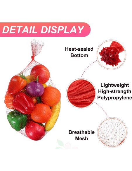 100 Bolsas de Malla Reutilizables uxcell 60 cm Rojas para Almacenamiento
