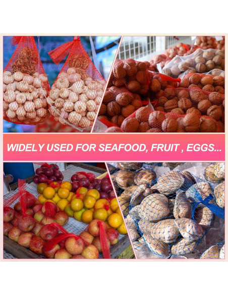 100 Bolsas de Malla Reutilizables uxcell 60 cm Rojas para Almacenamiento