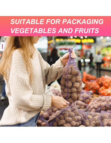 100 Bolsas de Malla Reutilizables uxcell 60 cm Rojas para Almacenamiento