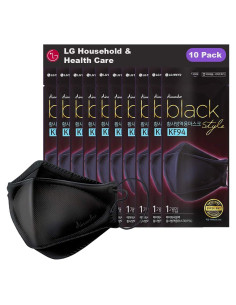 Mascarilla desechable KF94 Airwasher - 10 unidades, negra, 4 capas