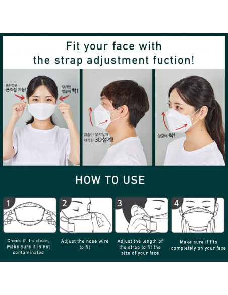 Mascarilla desechable KF94 Airwasher - 10 unidades, negra, 4 capas