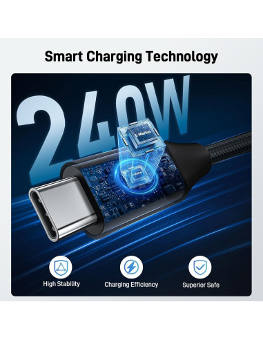 Cable USB C Acer OCB249 240W 2m Trenzado Nylon Carga Rápida