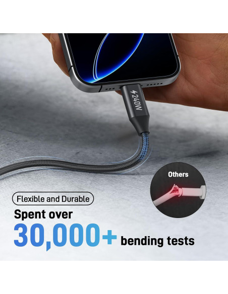 Cable USB C Acer OCB249 240W 2m Trenzado Nylon Carga Rápida