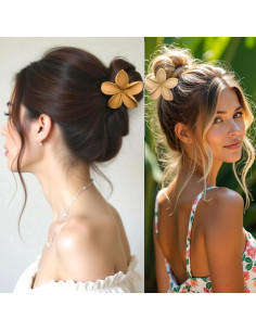 Clips de Pelo Antideslizantes Luvearo Flor Neutros 4 Pcs 2