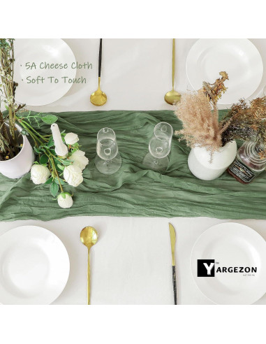 12 Corredores de Mesa de Gasa Verde Salvia 88.9x304.8 cm