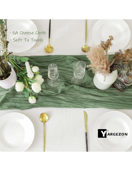 12 Corredores de Mesa de Gasa Verde Salvia 88.9x304.8 cm