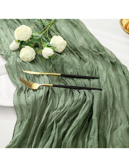 12 Corredores de Mesa de Gasa Verde Salvia 88.9x304.8 cm