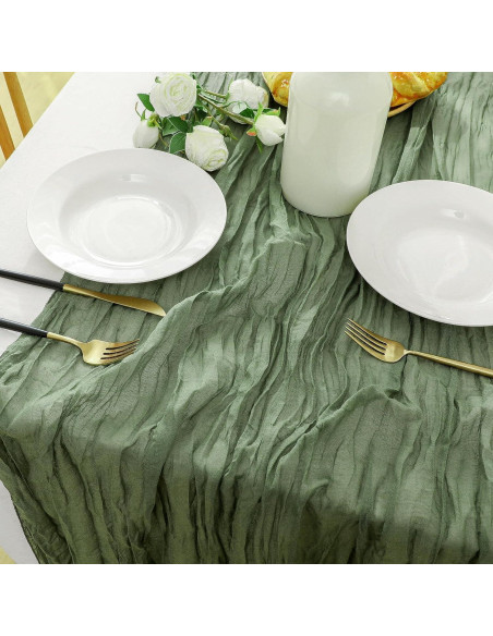 12 Corredores de Mesa de Gasa Verde Salvia 88.9x304.8 cm