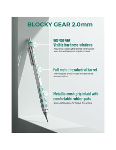 Lápiz Mecánico Nicpro Blocky Gear 2mm con Estuche y Recargas 2