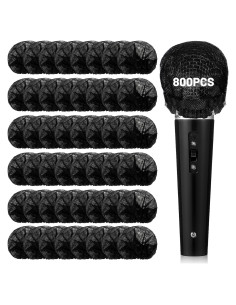 Sibba 800 Fundas Desechables para Micrófonos Negro Tela No Tejida