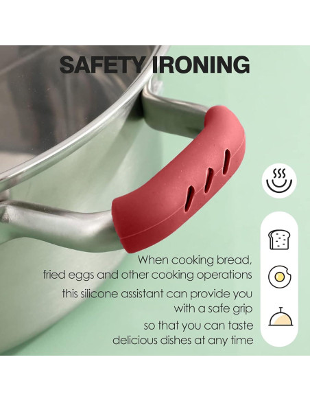 6 Cubiertas de Mango de Olla de Silicona UAIAGM - Rojo