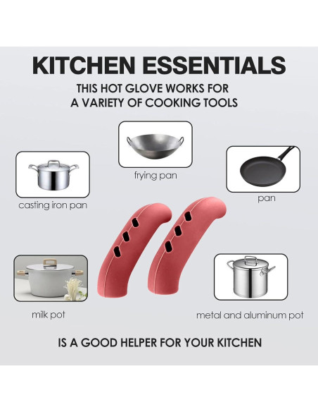 6 Cubiertas de Mango de Olla de Silicona UAIAGM - Rojo