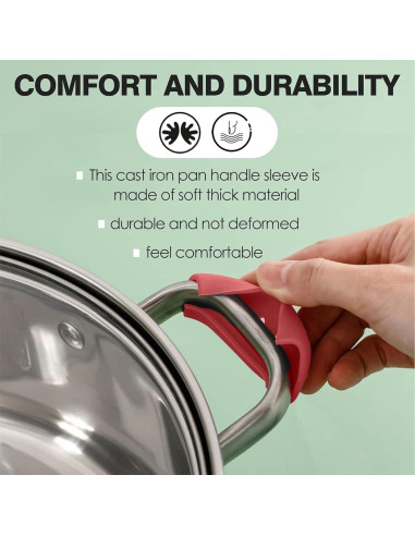 6 Cubiertas de Mango de Olla de Silicona UAIAGM - Rojo