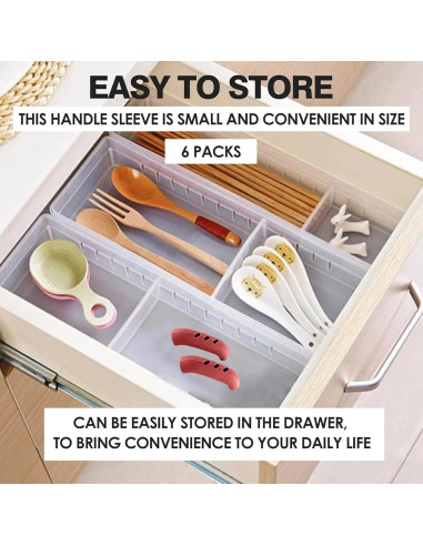 6 Cubiertas de Mango de Olla de Silicona UAIAGM - Rojo