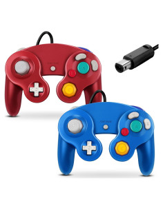 Controlador Gamecube FIOTOK Clásico con Cable Azul y Rojo