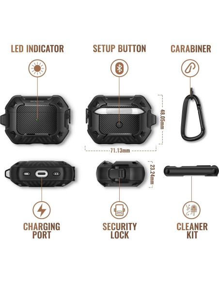 Funda protectora MOBOSI para AirPods Pro 2/1 gen negra