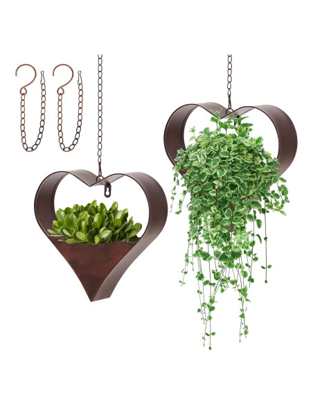 Set de 2 Soportes de Plantas Colgantes Romooa Corazón 27x26cm Set de 2 Soportes de Plantas Colgantes Romooa Corazón 27x26cm
