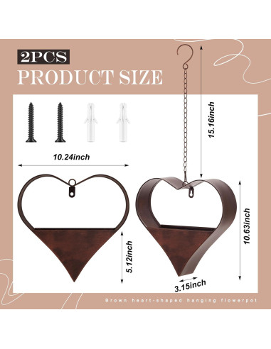 Set de 2 Soportes de Plantas Colgantes Romooa Corazón 27x26cm