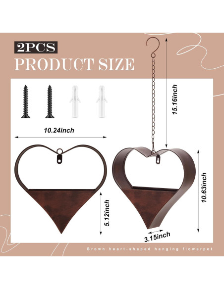 Set de 2 Soportes de Plantas Colgantes Romooa Corazón 27x26cm Set de 2 Soportes de Plantas Colgantes Romooa Corazón 27x26cm