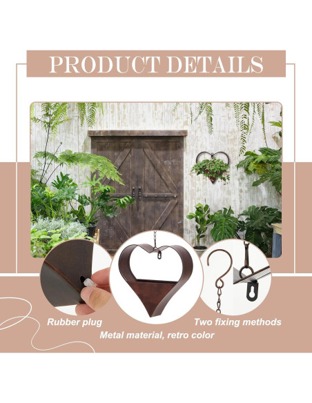 Set de 2 Soportes de Plantas Colgantes Romooa Corazón 27x26cm Set de 2 Soportes de Plantas Colgantes Romooa Corazón 27x26cm