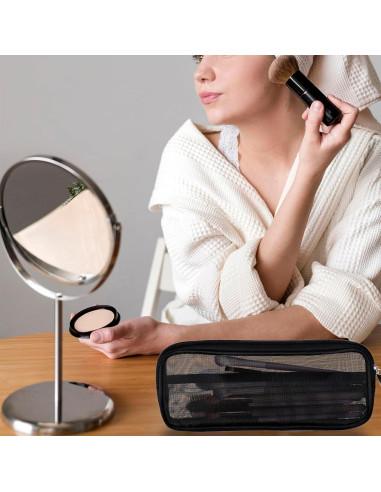 Bolsa de Maquillaje de Malla Transparente Styquenzer - 2 Pcs