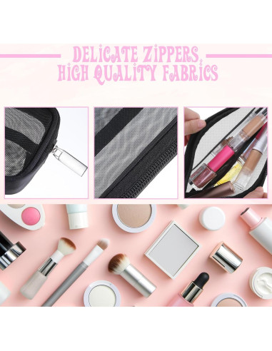 Bolsa de Maquillaje de Malla Transparente Styquenzer - 2 Pcs
