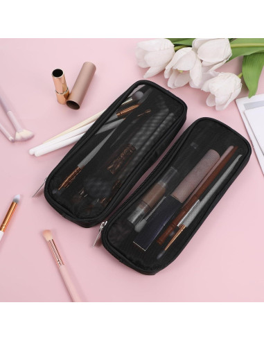 Bolsa de Maquillaje de Malla Transparente Styquenzer - 2 Pcs