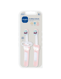 Cepillos de Dientes MAM para Bebés Rosa 6+ Meses con Escudo
