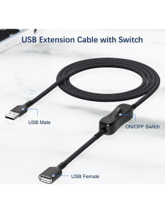 Cable USB On/Off Itramax 3M con Interruptor Nylon Negro 2