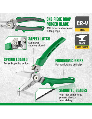 Tijeras multiusos SK 18 cm acero CR-V con bloqueo de seguridad
