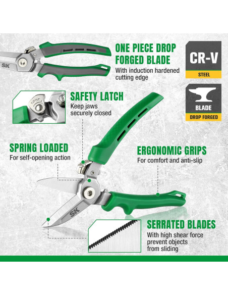 Tijeras multiusos SK 18 cm acero CR-V con bloqueo de seguridad