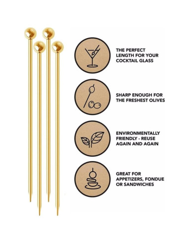 15 Palillos de Cóctel de Acero Inoxidable SZLFSX 11 cm
