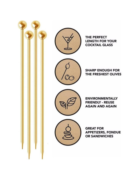 15 Palillos de Cóctel de Acero Inoxidable SZLFSX 11 cm