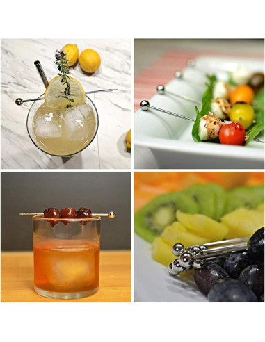 15 Palillos de Cóctel de Acero Inoxidable SZLFSX 11 cm