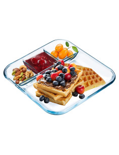 Plato Dividido de Vidrio NUTRIUPS 25.4 cm Cuadrado
