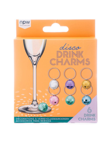 Marcadores de Bebida Disco NPW 6 Pcs para Copas de Vino