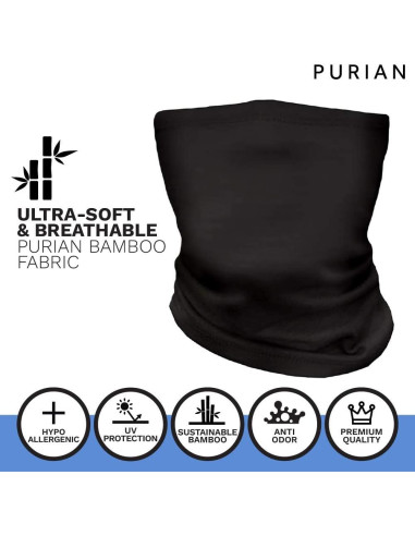 Gaiter de Cuello de Bambú Purian - Protección UV - Negro