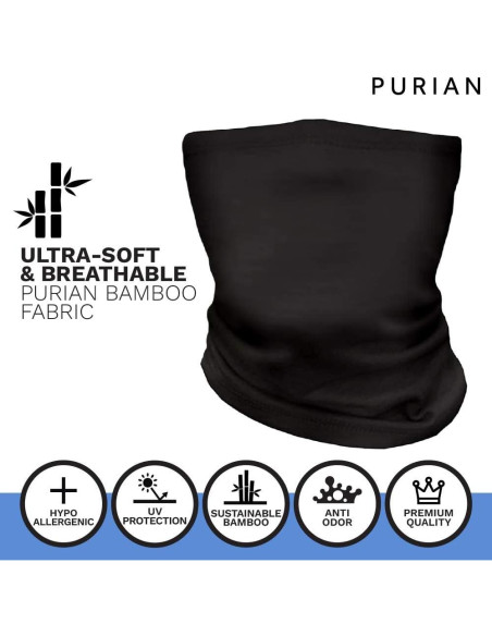 Gaiter de Cuello de Bambú Purian - Protección UV - Negro