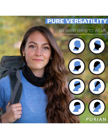 Gaiter de Cuello de Bambú Purian - Protección UV - Negro