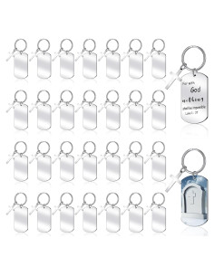 30 Llaveros Metálicos Grabables Gisafai Acero Inoxidable Plata