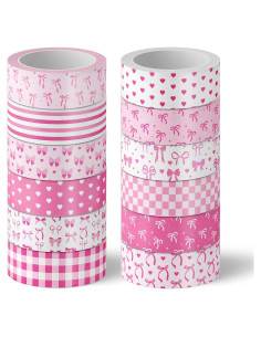 12 Rollos Cinta Washi Rosa FYSUIMU 1.5cm x 5m Decorativa