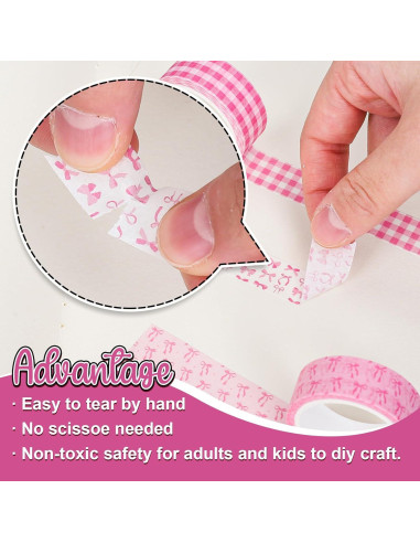 12 Rollos Cinta Washi Rosa FYSUIMU 1.5cm x 5m Decorativa