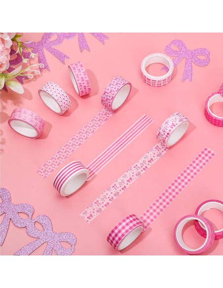 12 Rollos Cinta Washi Rosa FYSUIMU 1.5cm x 5m Decorativa