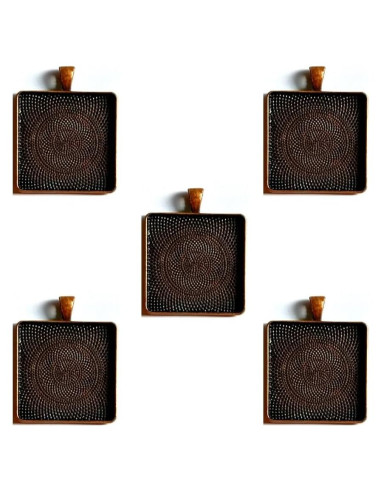 10 Unidades - Colgante Cuadrado 30mm Cobre Antiguo DIY