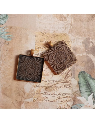 10 Unidades - Colgante Cuadrado 30mm Cobre Antiguo DIY