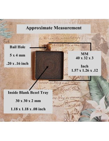 10 Unidades - Colgante Cuadrado 30mm Cobre Antiguo DIY