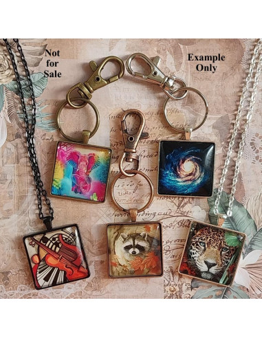 10 Unidades - Colgante Cuadrado 30mm Cobre Antiguo DIY