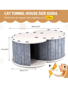 Cueva para Gatos Pawstrip de Fieltro Gris 58x39 cm Plegable 2